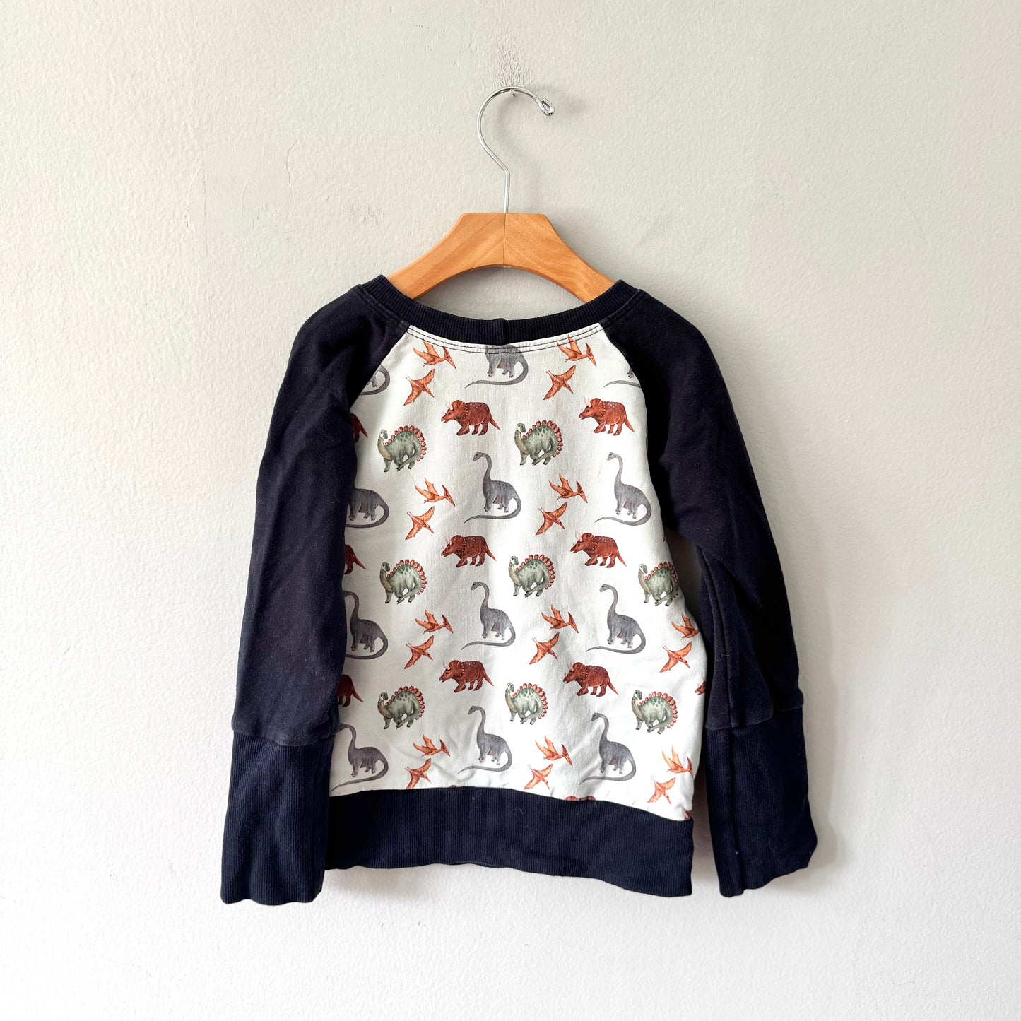 Wheat & Wild flower / Navy x dinosaur sweatshirt / 3-6T