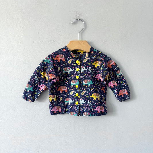 Handmade / Cardigan - Navy x elephant / 3-6M