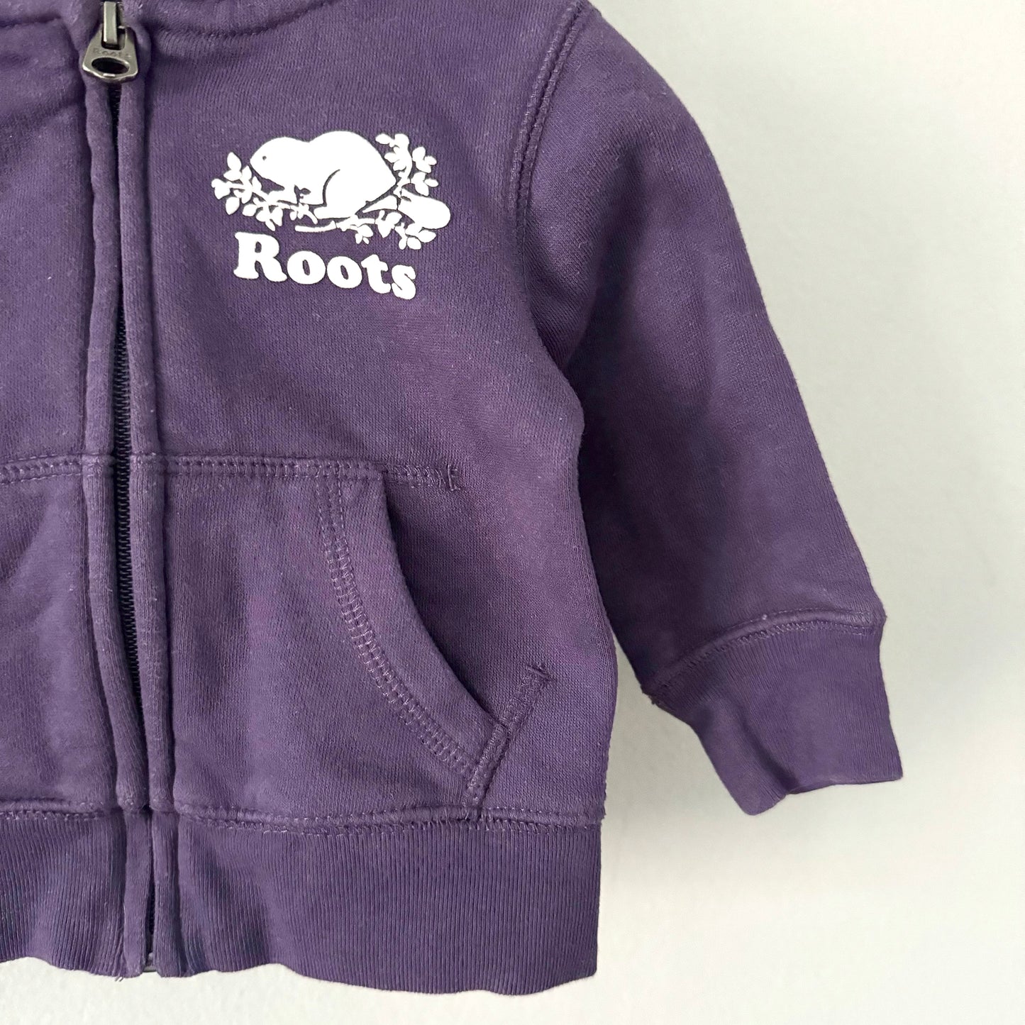 Roots / Dark purple zip up hoodie / 3-6M