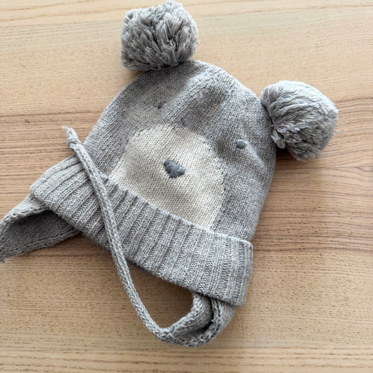 Deux par deux / Light grey bear knit hat / 9-12M
