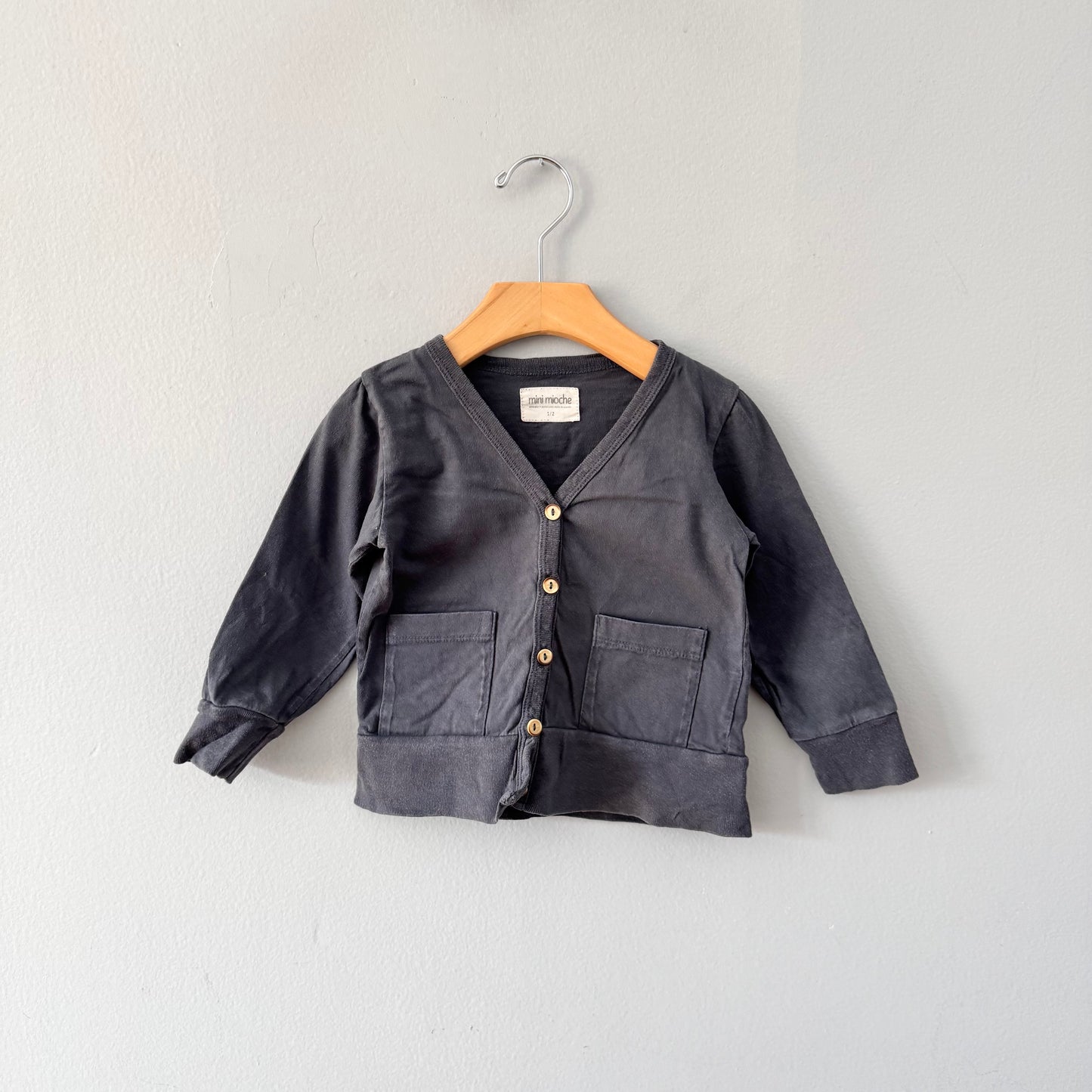 Mini mioche / Cardigan en coton gris / 1-2 ans