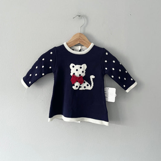 Mayoral / Navy x kitten knit dress / 1-2M