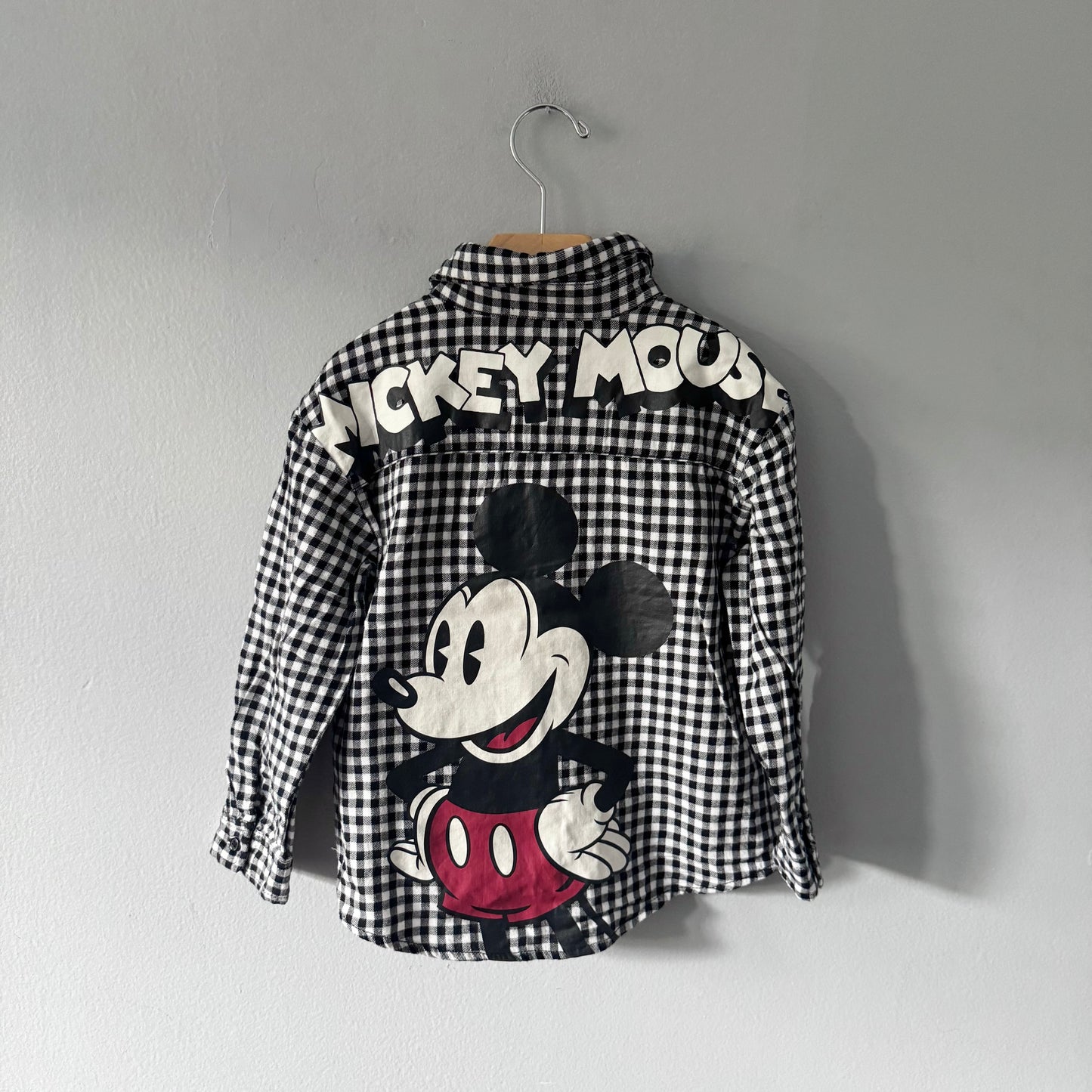 H&M / Mickey flannel gingham shirt / 4-5Y
