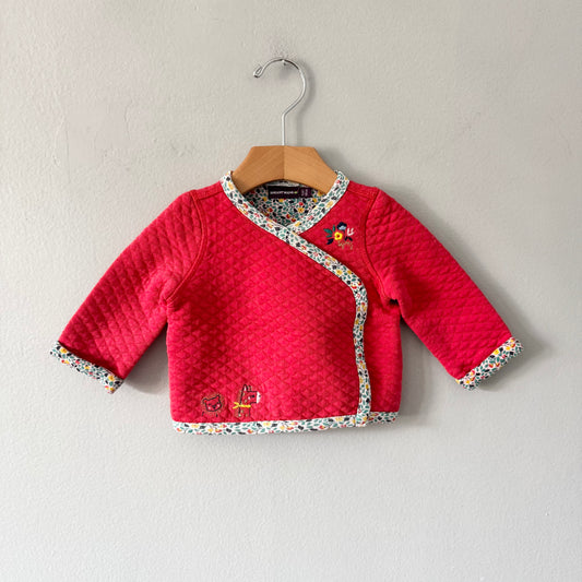 Sergent Major / Red x flower cotton cardigan / 6M