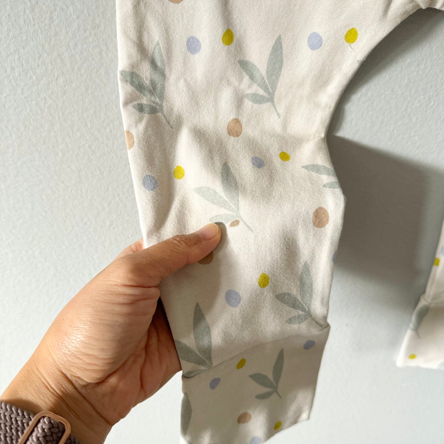 Bajoue / White x dots & leaves overalls / 3-5T