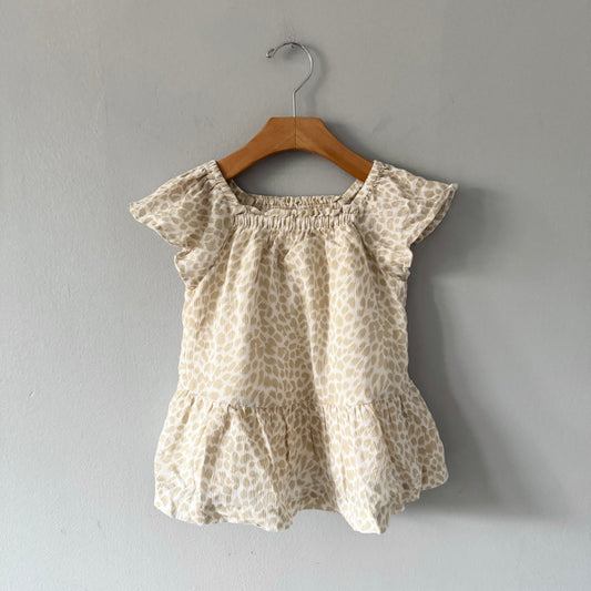 Gap / Robe à volants beige et blanche / 12-18M