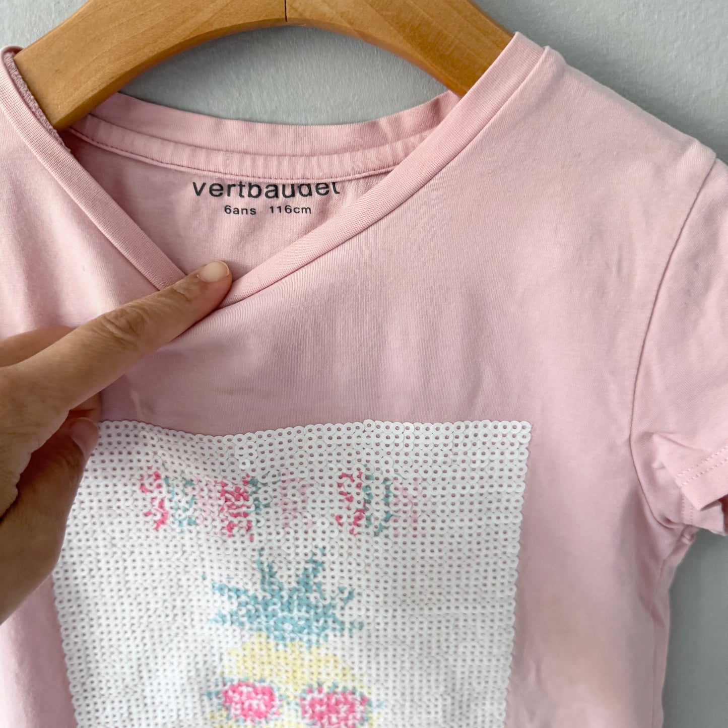 Vertbaudet / Tunique tee-shirt à sequins rose clair / 6 ans