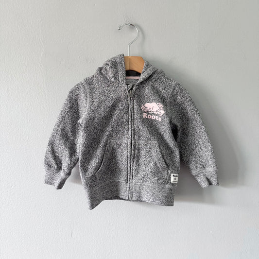Roots / Salt and pepper zip up hoodie / 12-18M