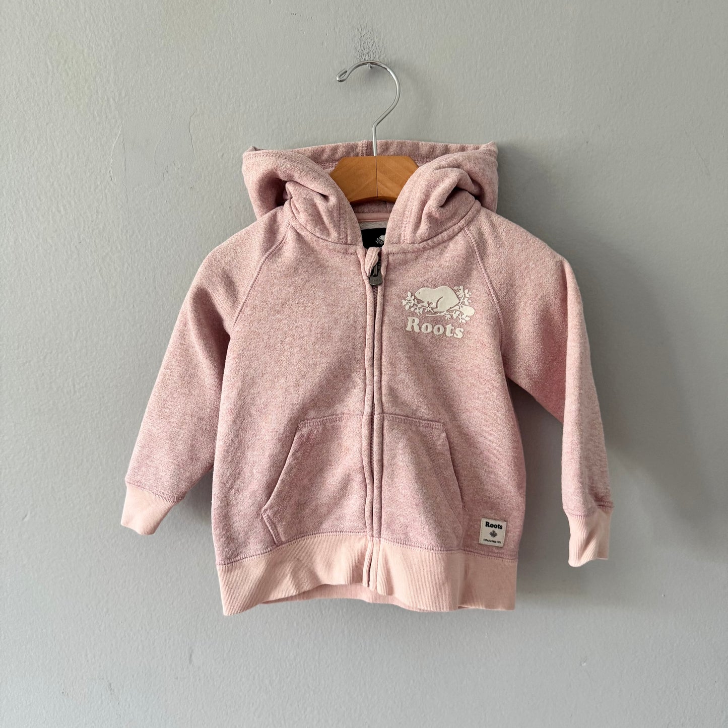 Roots / Pink x glitter zip up hoodie / 18-24M