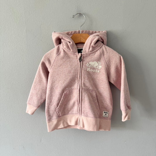Roots / Pink x glitter zip up hoodie / 18-24M