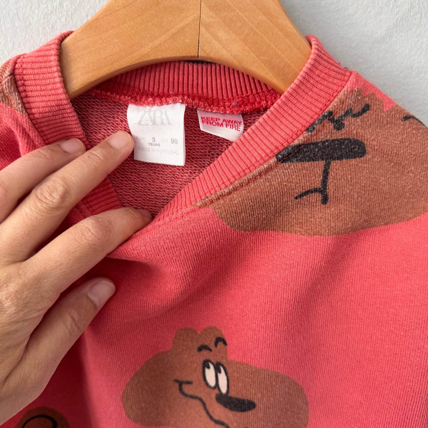 Zara / Red x animal face sweatshirt / 3Y