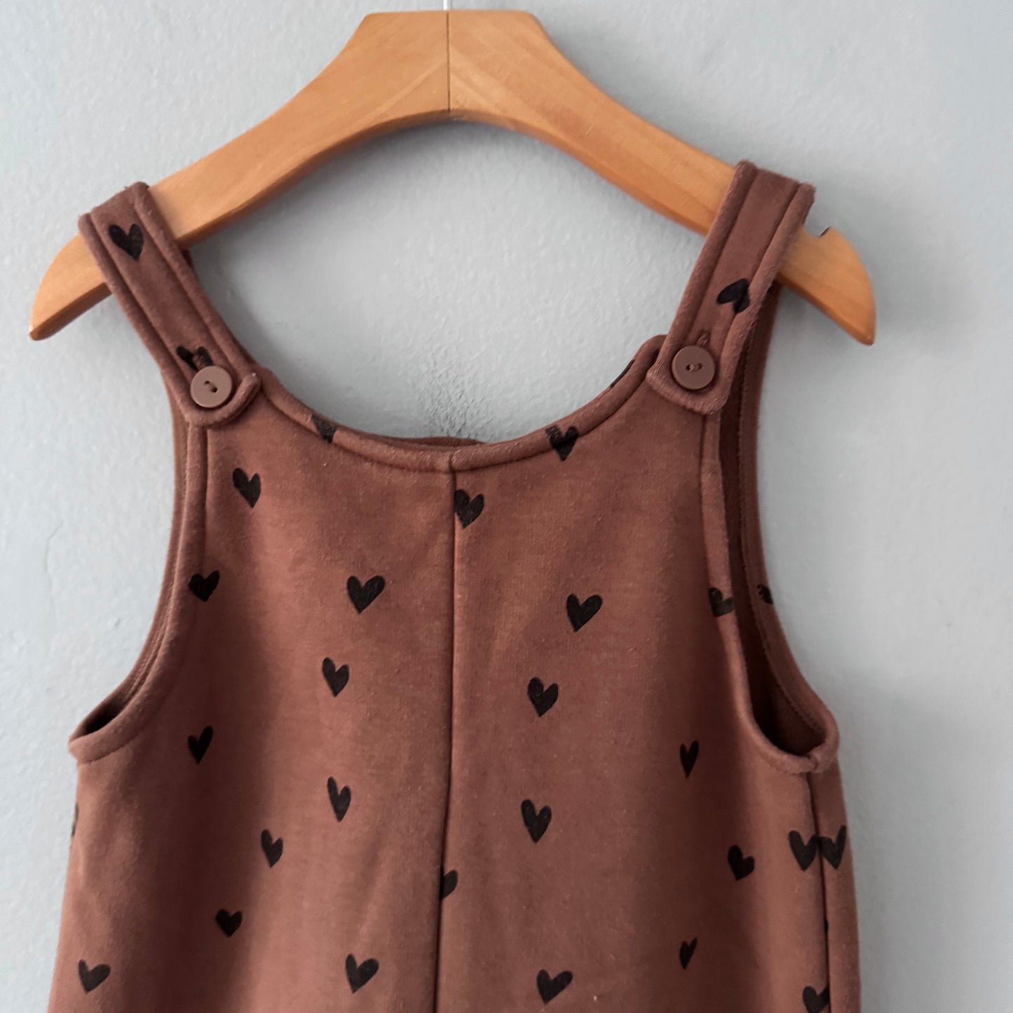 Zara / Brown x heart lined overalls / 4-5Y
