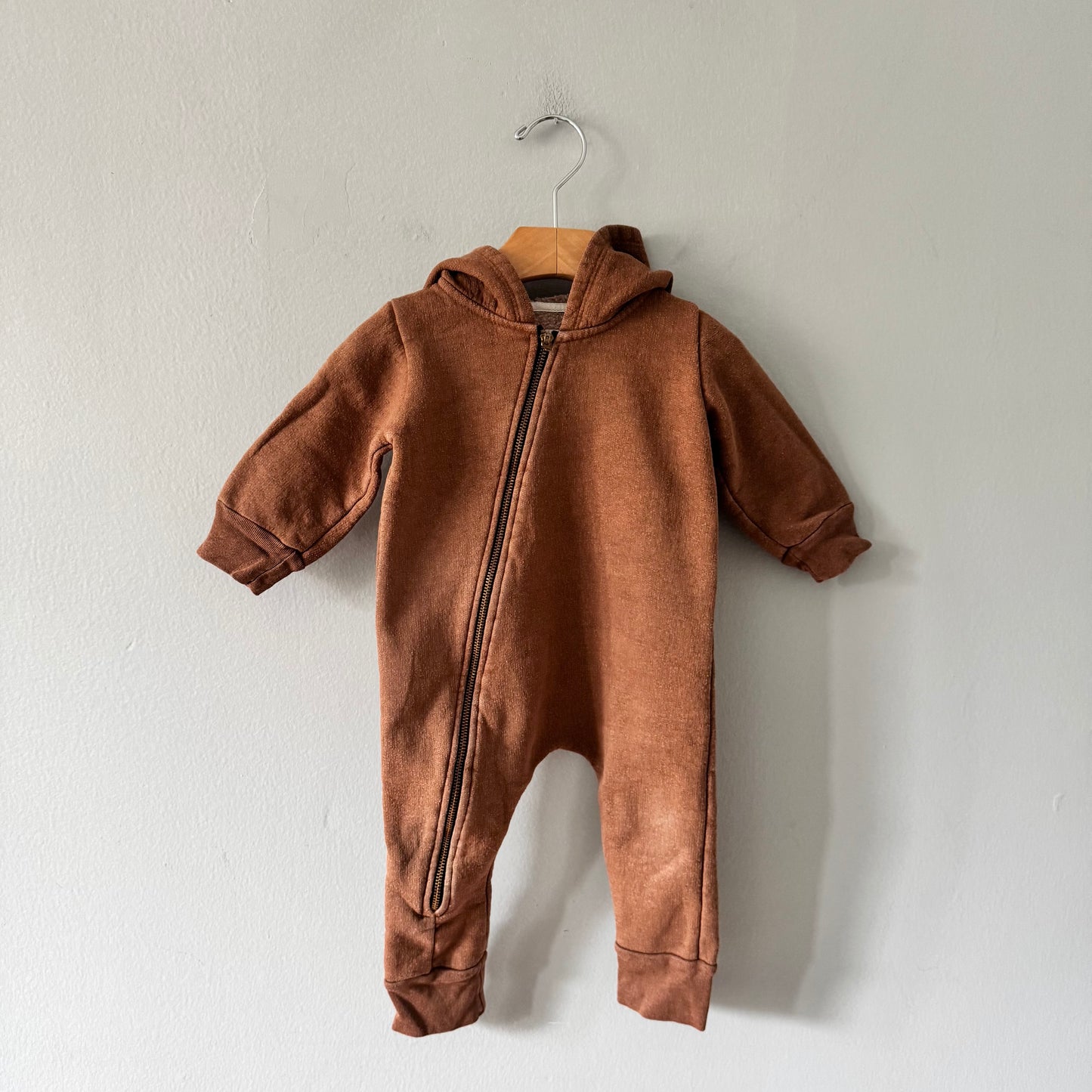 Mini mioche / Brown biker romper / 6-12M