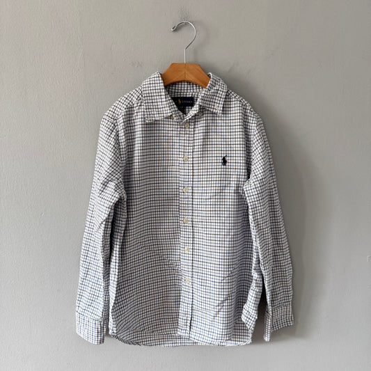 Polo Ralph Lauren / White blue checked oxford shirt / 10-12Y
