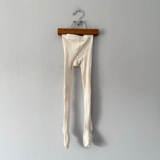 H&M / Ribbed tights - White / 3-4Y