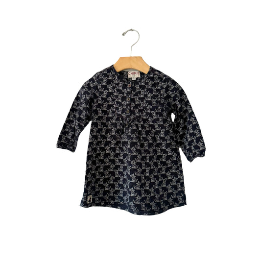 Chipie / Black x dog long sleeve dress / 18M