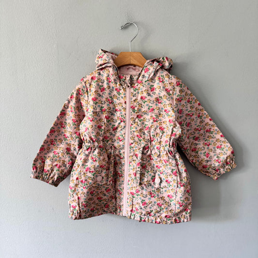 Next / Pink floral zip up windbreaker / 2-3Y