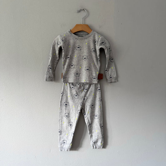 Petit lem / Light grey long sleeve pajama set / 12-18M