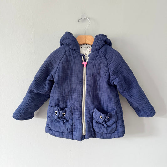 Zara / Navy muslin padded jacket / 2-3Y
