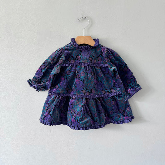 Vintage / Black, purple velour dress / 24M