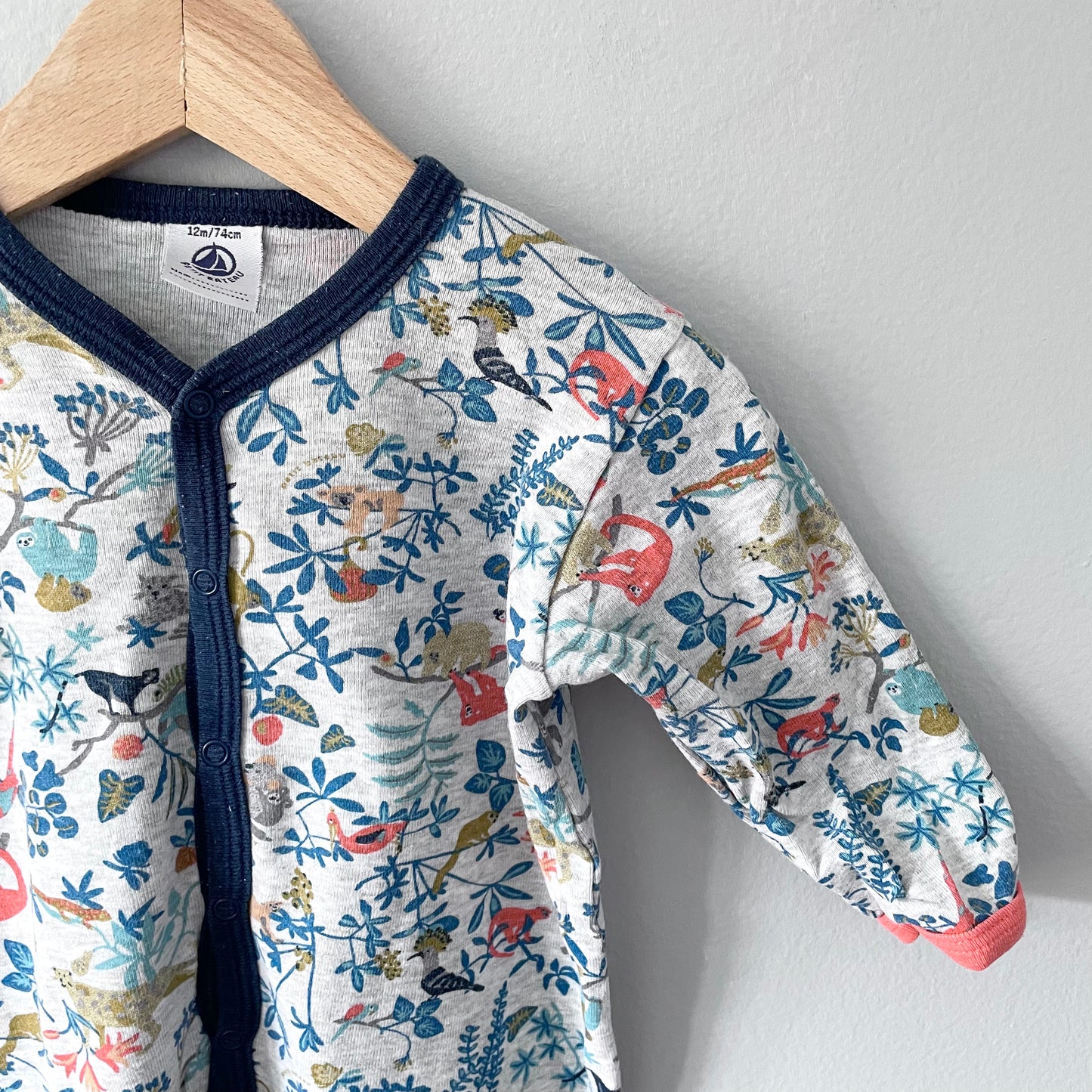 Petit bateau / Animal pattern romper / 12M