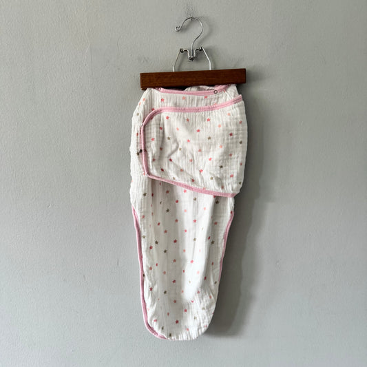 Aden + Anais / White x pink star swaddle / 3-6M
