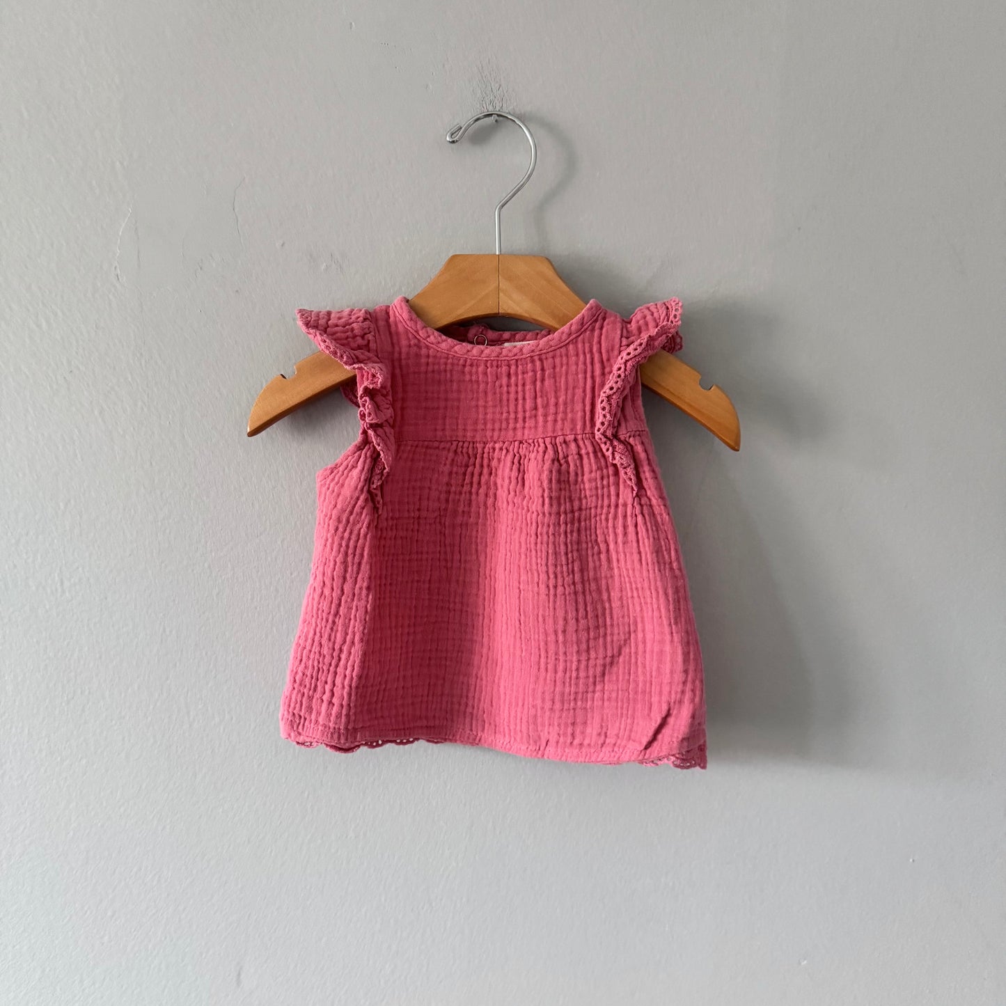 Lapin + Ours / Débardeur en mousseline rose / 3-6M
