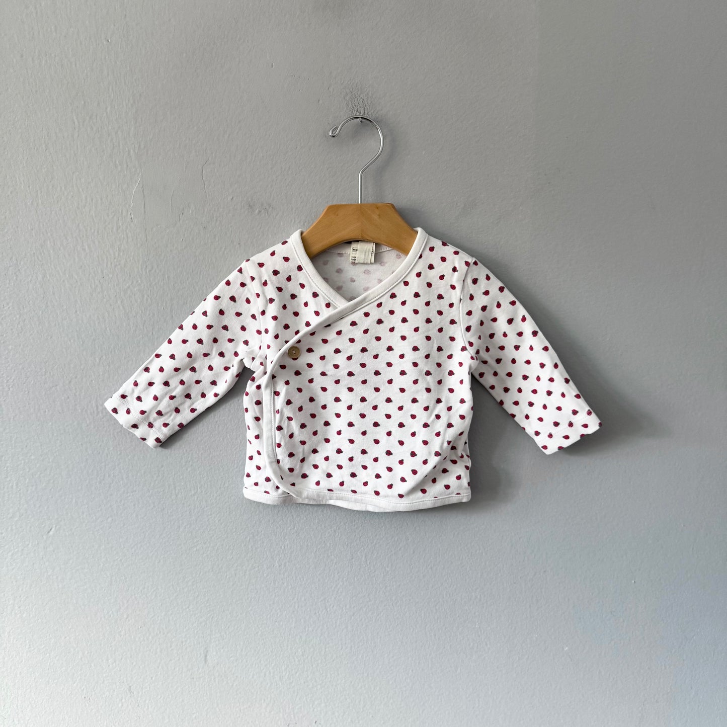 Alana / White x ladybug long sleeve kimono top / 3-6M(62)
