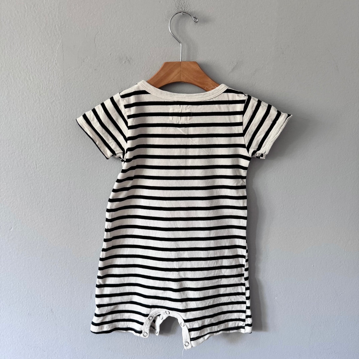 Mini mioche / White black short sleeve romper / 1-2Y