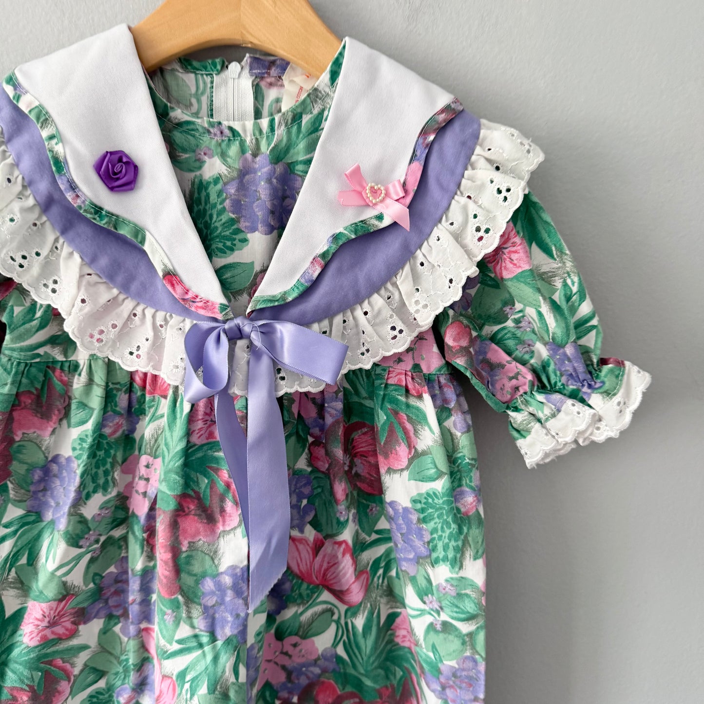 Vintage Sears / Floral long sleeve jumpsuit / 3Y