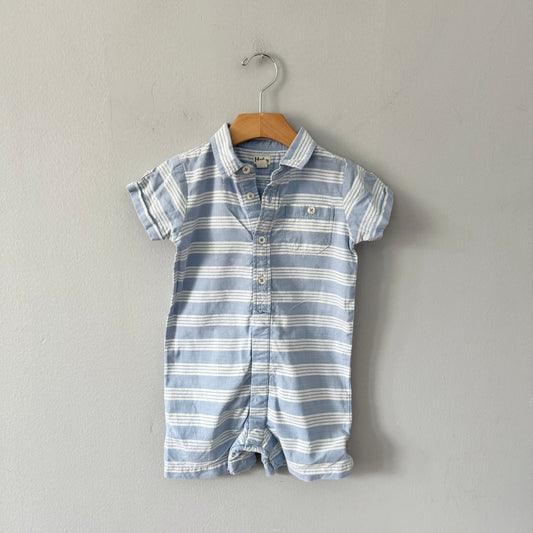 Hatley / Blue striped shirt romper / 18-24M