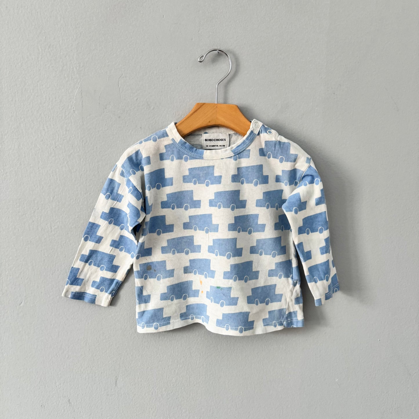 Bobo Choses / White x blue car long sleeve / 18-24M - PLAY