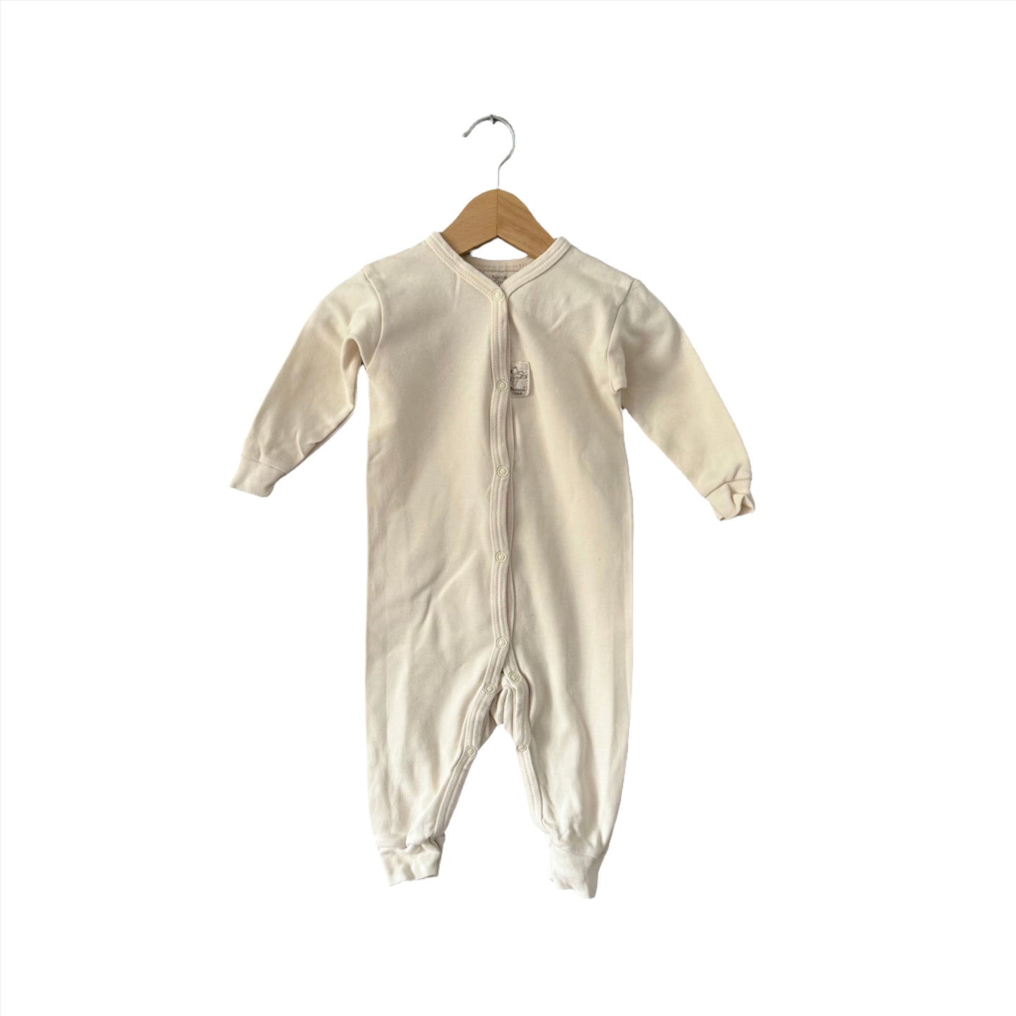 Natural Charm / White cotton romper - Made in Canada / 12M