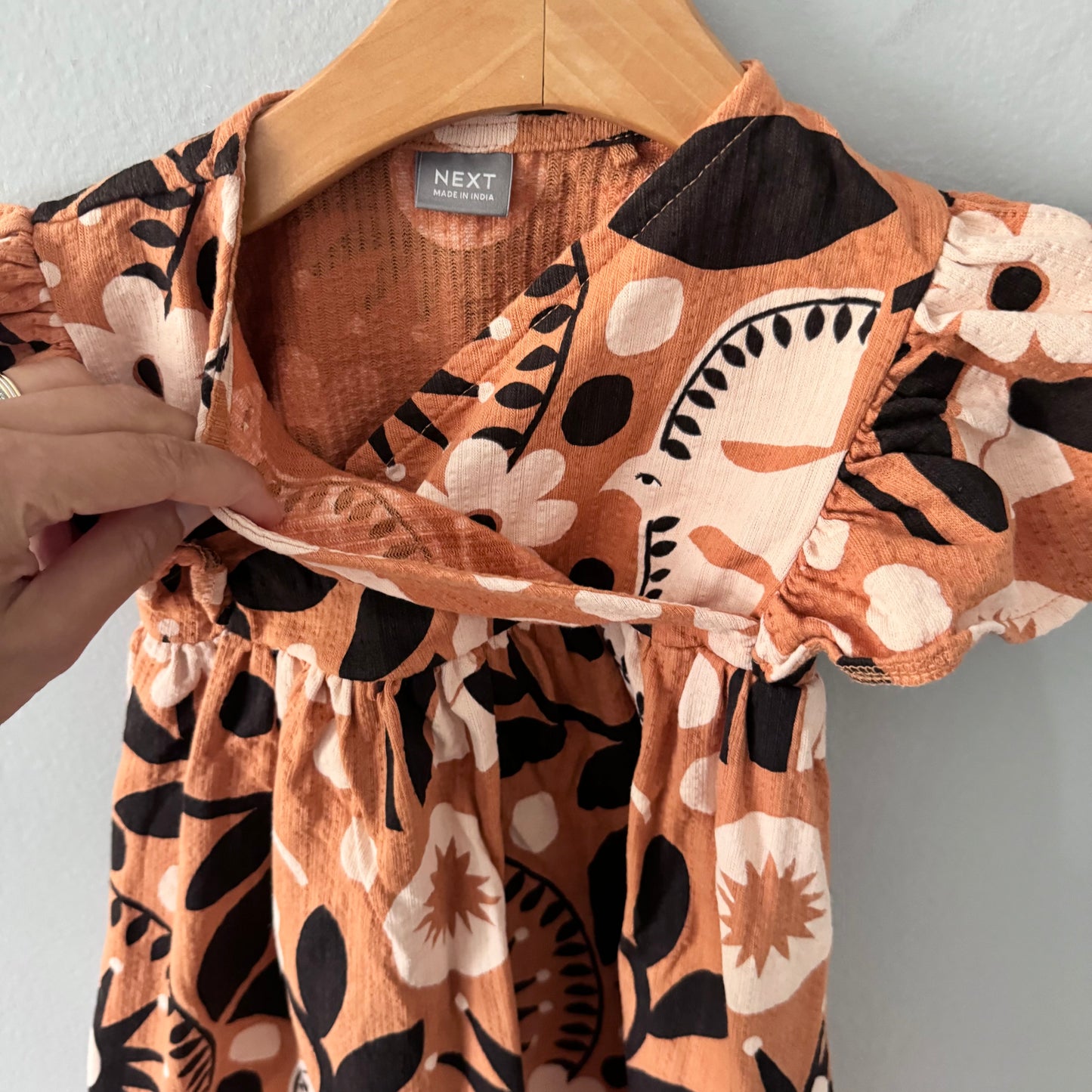 Next / Orange x floral short sleeve dress / 18-24M