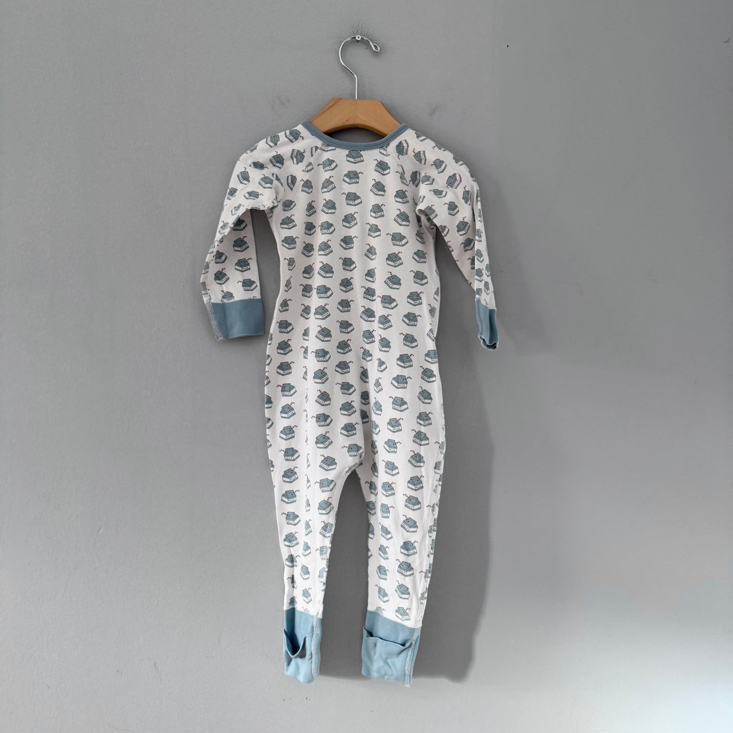 Happy Jammy / White x blue x milk romper / 18-24M