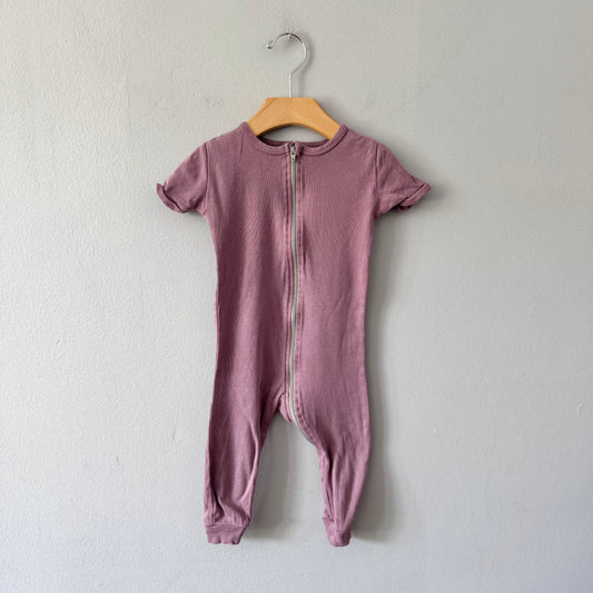 Mini mioche / Brown short sleeve romper / 18-24M