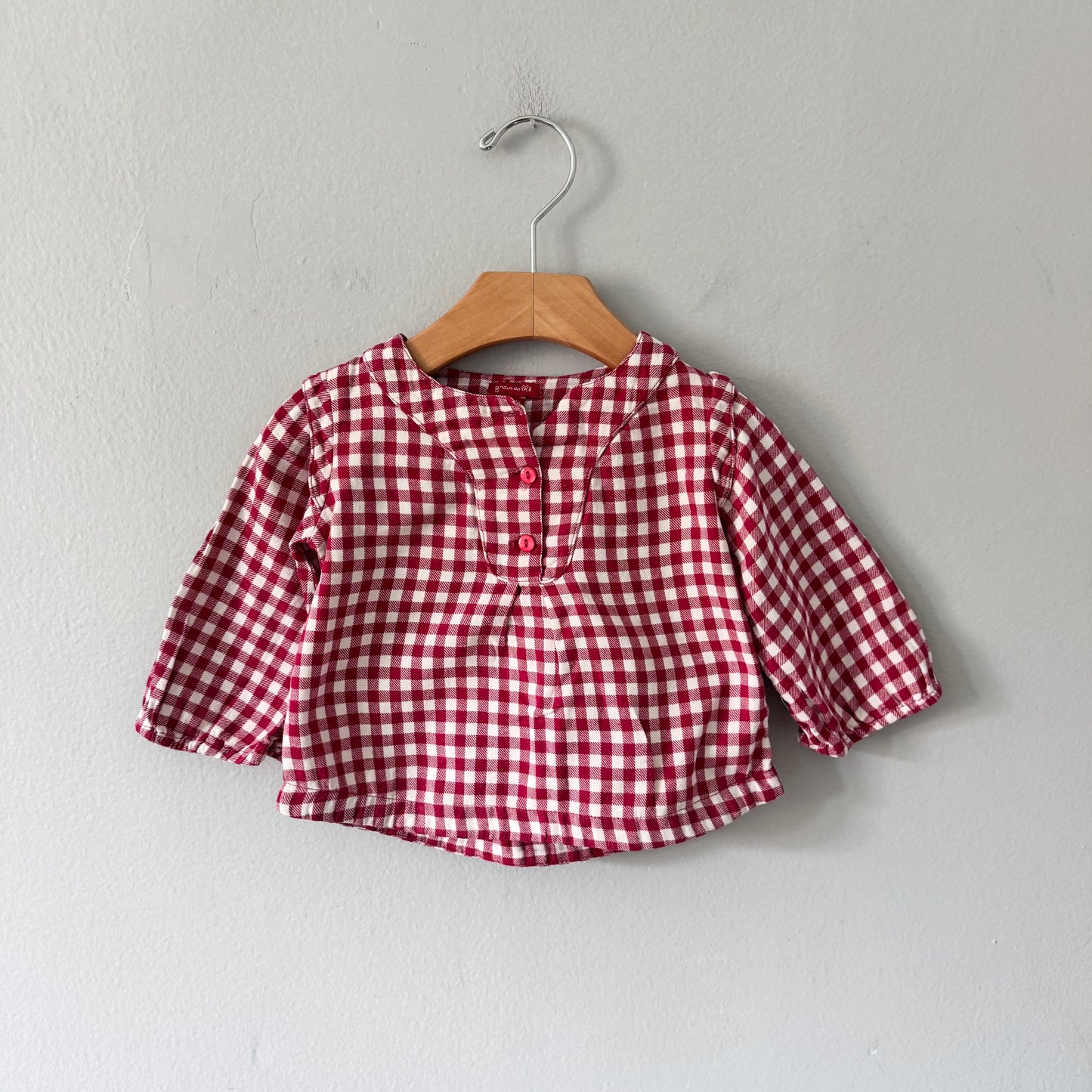 Grain de Ble / Red white plaid tunic / 12M
