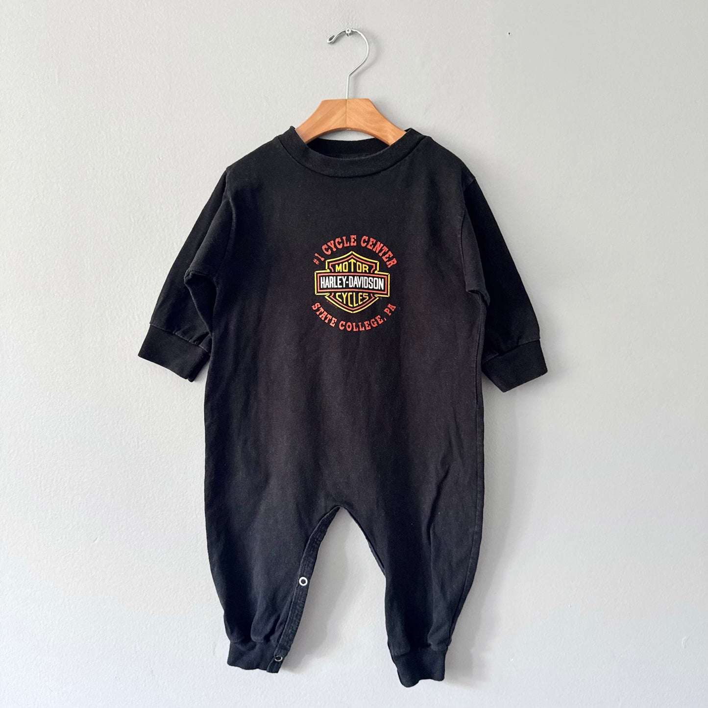 Harley Dadivson / Black long sleeve romper / 24M