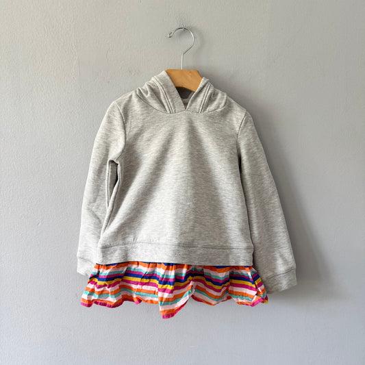 Tucker + Tate / Light grey x stripe hoodie / 5Y