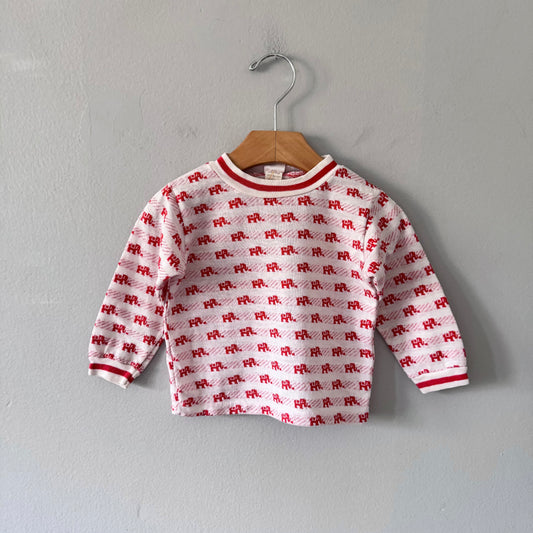 Vintage Carter's / White red long sleeve knit top / 24M