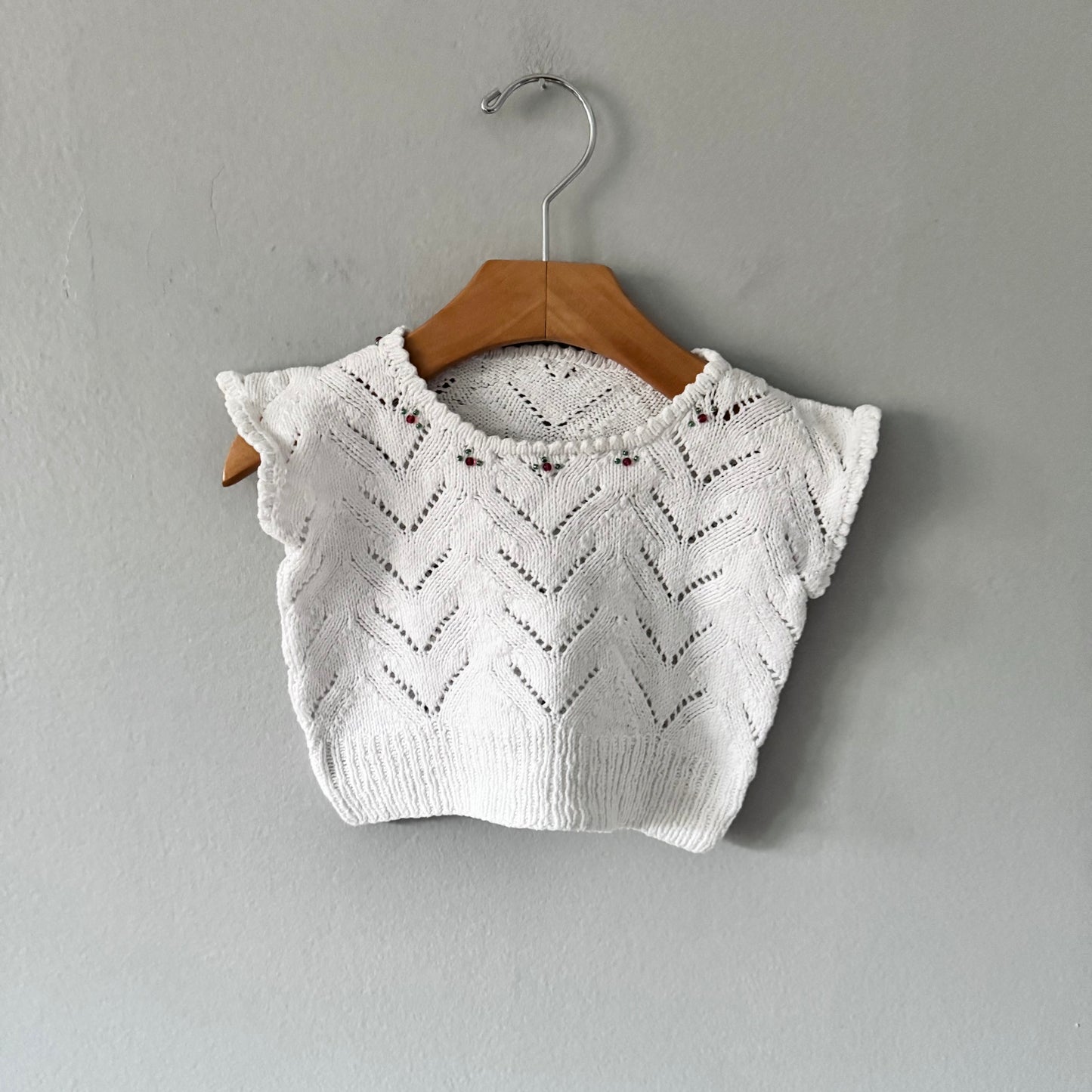 Sans marque / Gilet en tricot de coton blanc / 6-12 mois