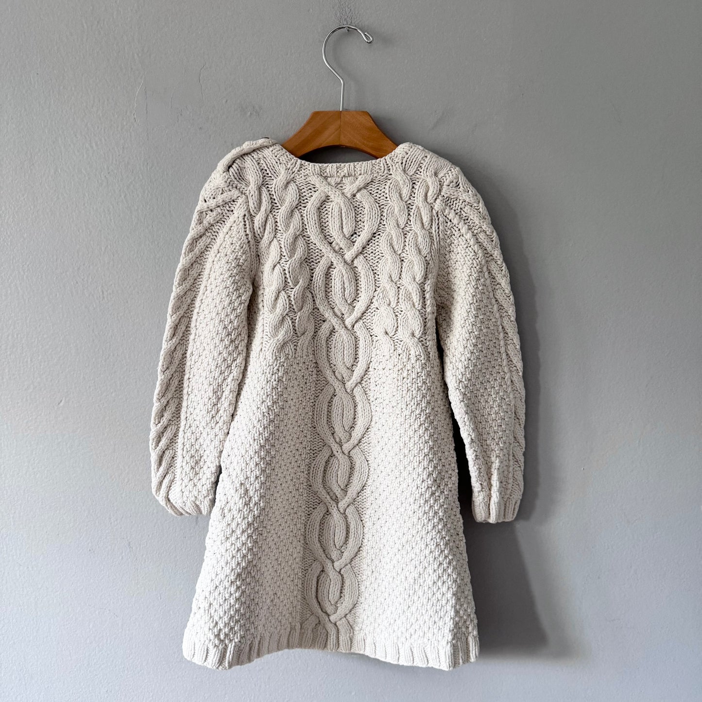 Hanna Andersson / White cable knit dress / 110(4Y)