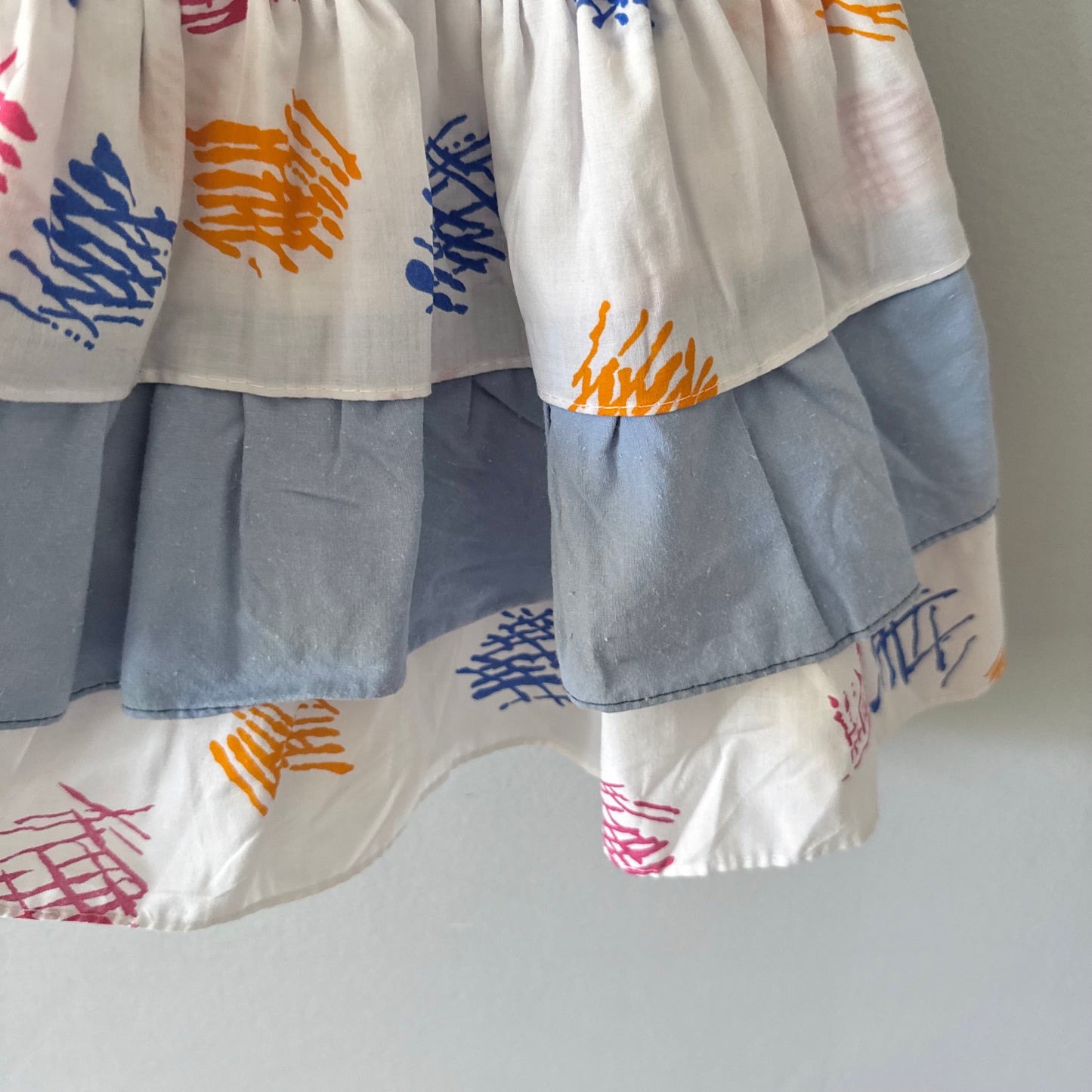 Vintage / White x blue cami dress / 6Y(Fits 7Y)