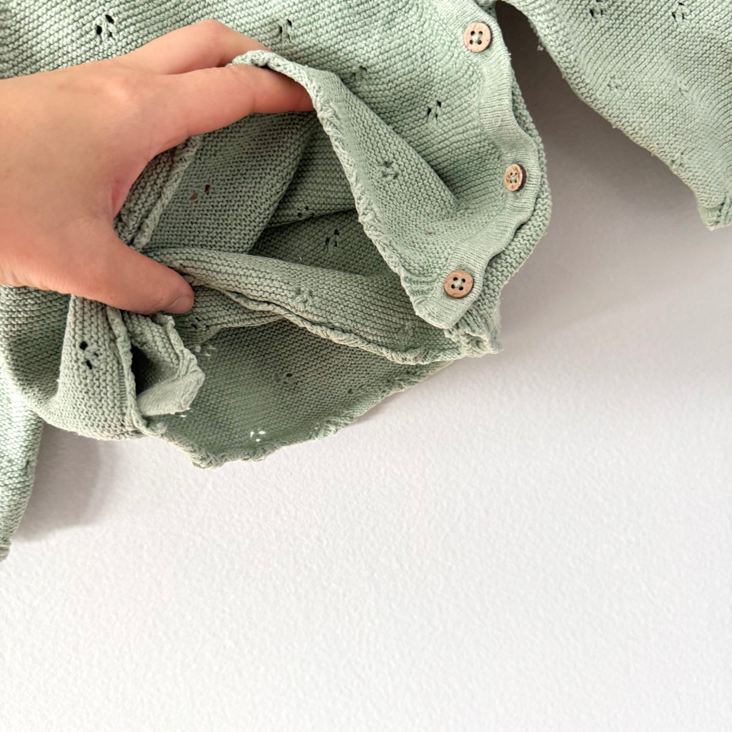 Alana / Cotton knit kimono top - green / 62(3-6M)