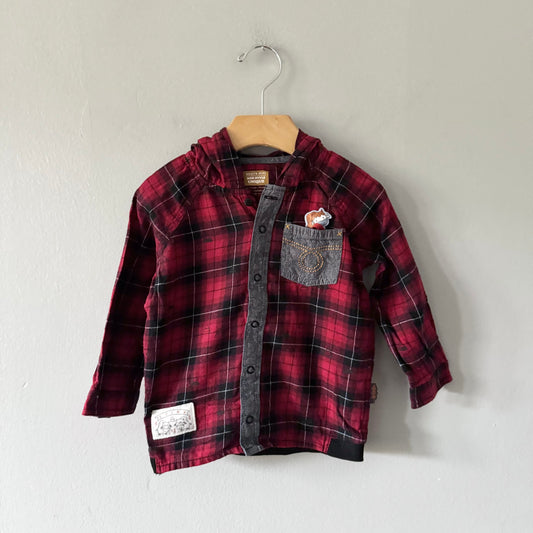 Souris Mini / Black x red flannel shirt / 18-24M