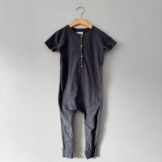 Mini mioche / Dark grey short sleeve romper / 6Y