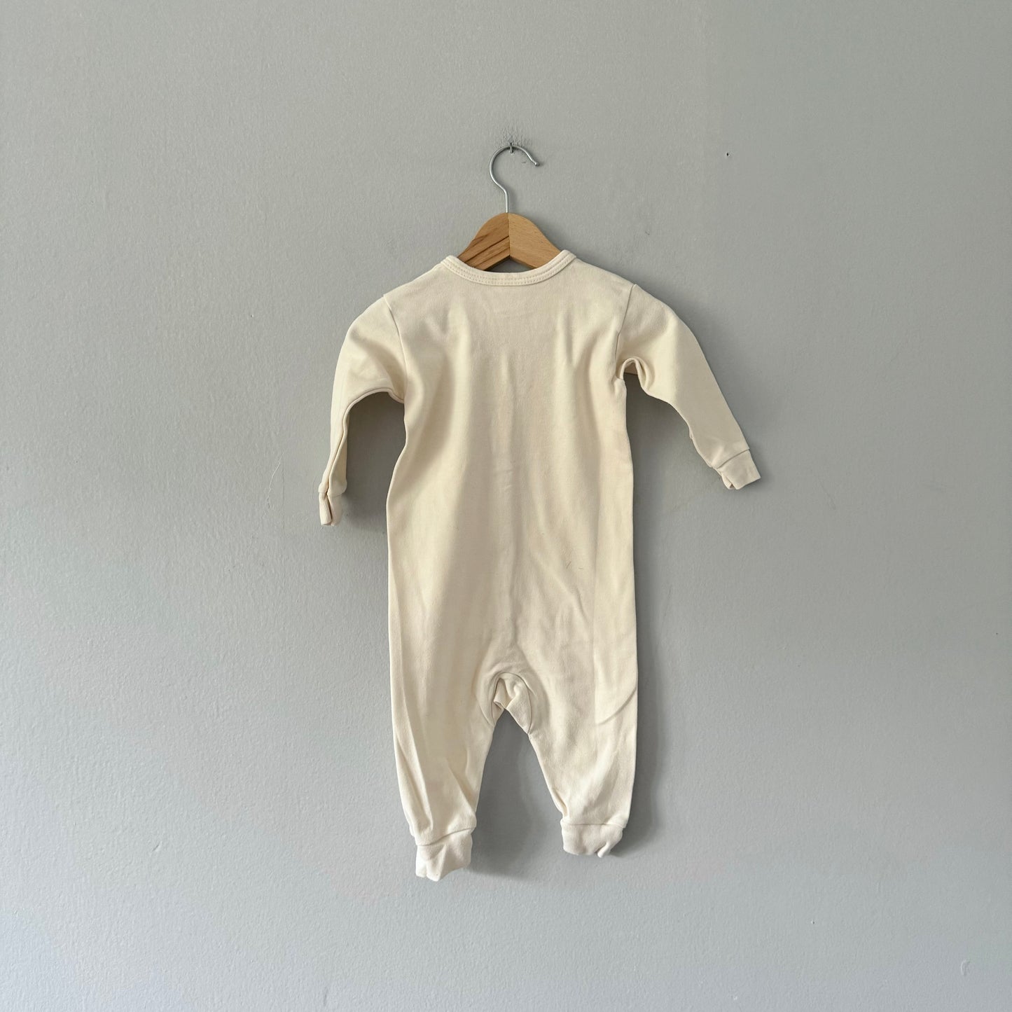 Natural Charm / White cotton romper - Made in Canada / 12M