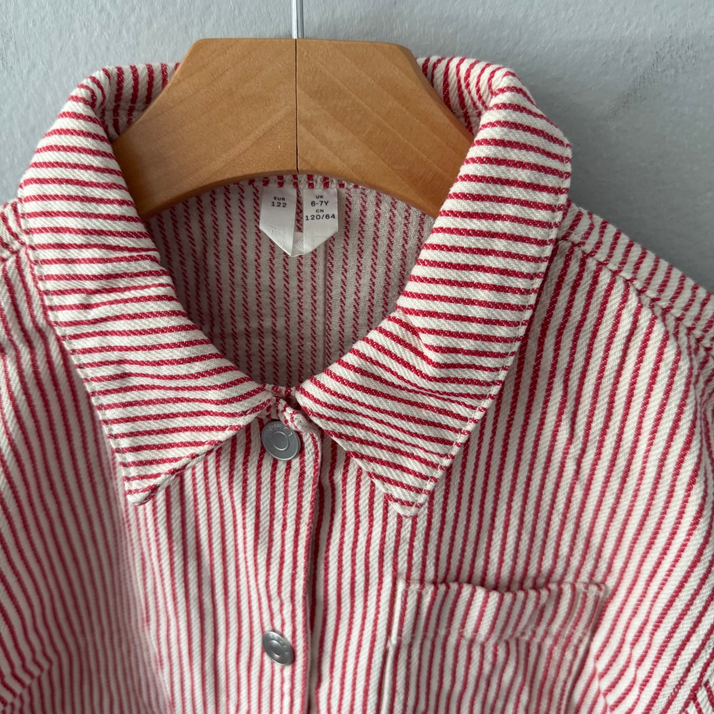 Arket / Red white stripe denim jacket / 6-7Y