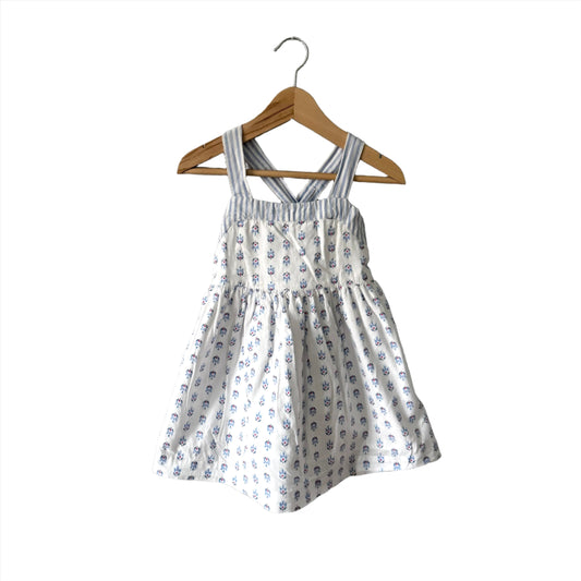 Gap / White x light blue cami dress / 2Y