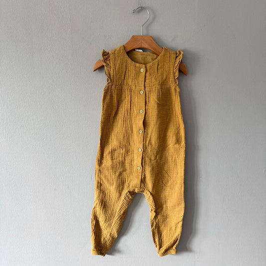 H&M / Barboteuse débardeur en mousseline couleur moutarde / 18-24M